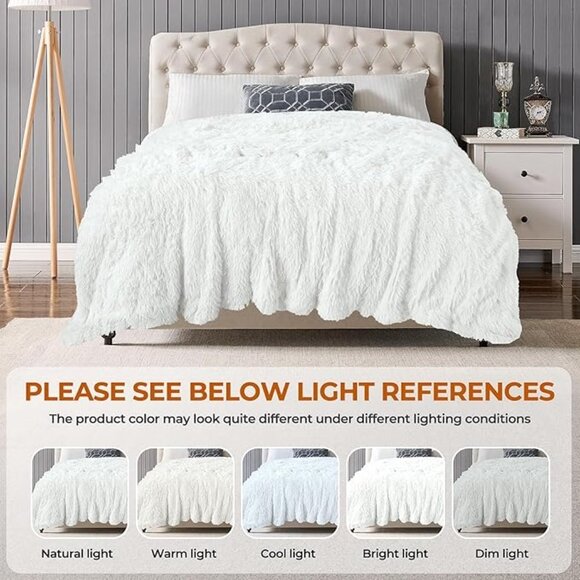TOONOW Extra Soft Fuzzy Faux Fur Blanket Queen Size 78"x90", Reversible … - Picture 7 of 16